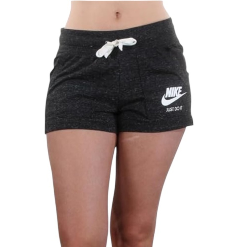 Nike Black Athletic Drawstring Shorts with White Logo